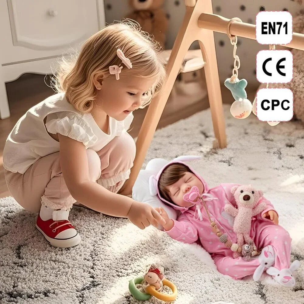 22inch Soft Cloth Body Newborn Baby Dolls Poseable Limbs Sleeping Doll Girl
